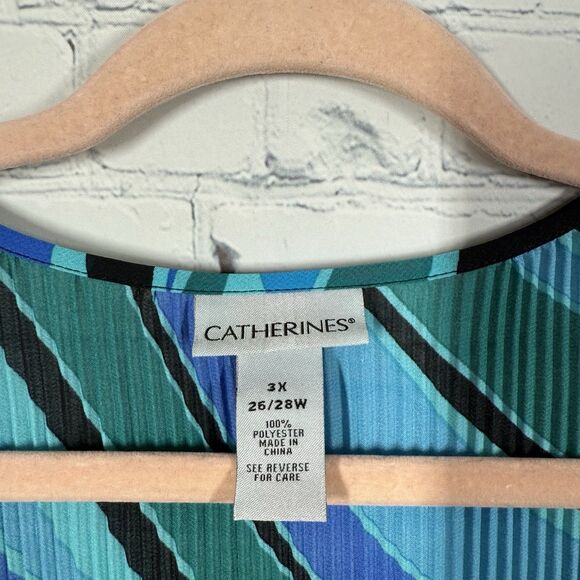 Catherines Boho Pleated Tunic Women Plus 3X Beaded Artsy Embellished Abstract - Picture 4 of 10